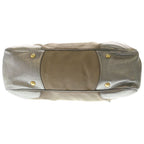 Prada Logo Jacquard Handbag Beige Silver Canvas Leather — view 4