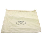 Prada Logo Jacquard Handbag Beige Silver Canvas Leather — view 9