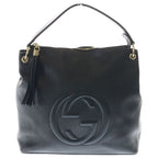 Gucci Soho Interlocking Leather Fringe Chain Tote Gold Black