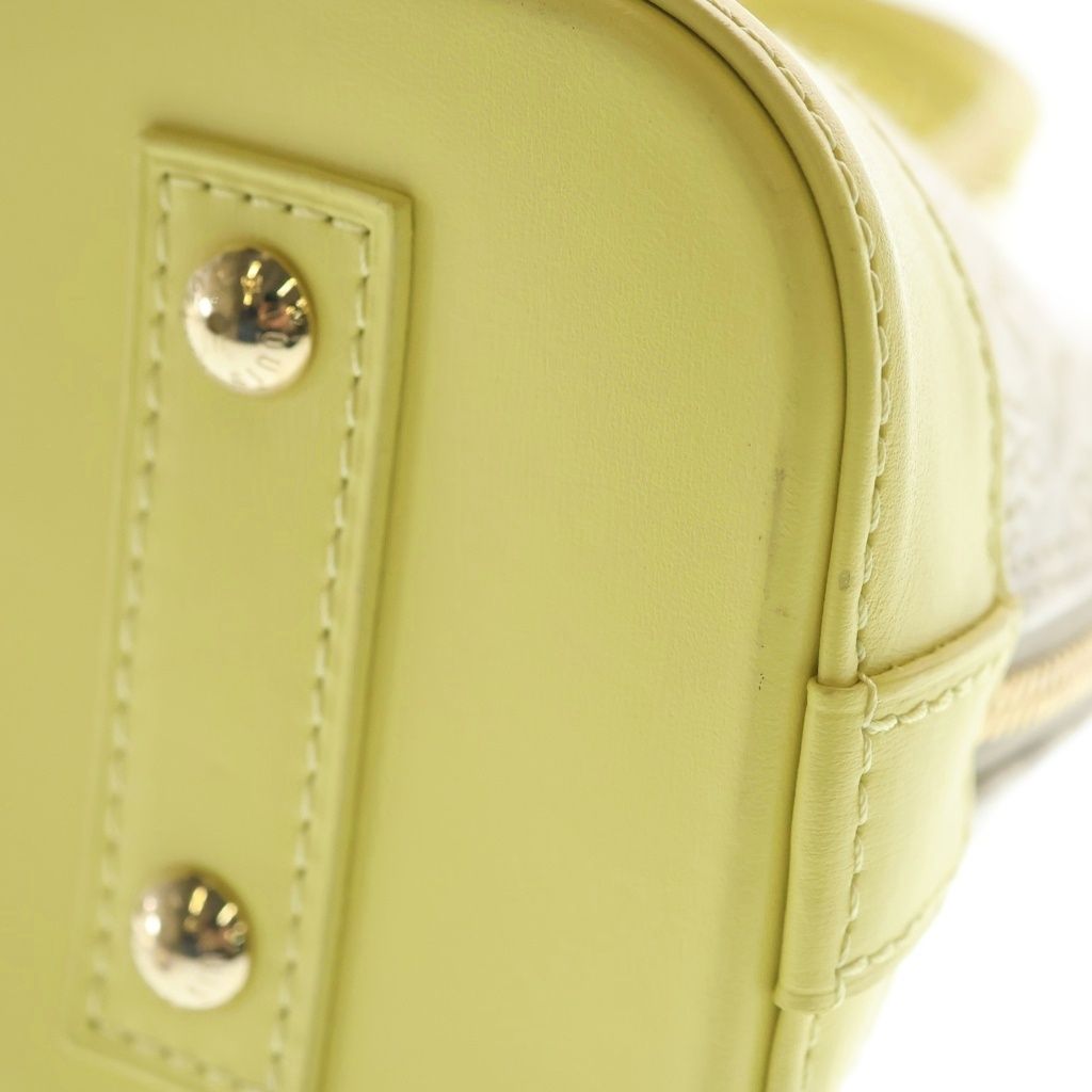 Louis Vuitton Alma BB 2-Way Shoulder Bag White Light Yellow Canvas Leather Gold — view 5