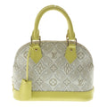 Louis Vuitton Alma BB 2-Way Shoulder Bag White Light Yellow Canvas Leather Gold