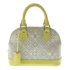 Louis Vuitton Alma BB 2-Way Shoulder Bag White Light Yellow Canvas Leather Gold