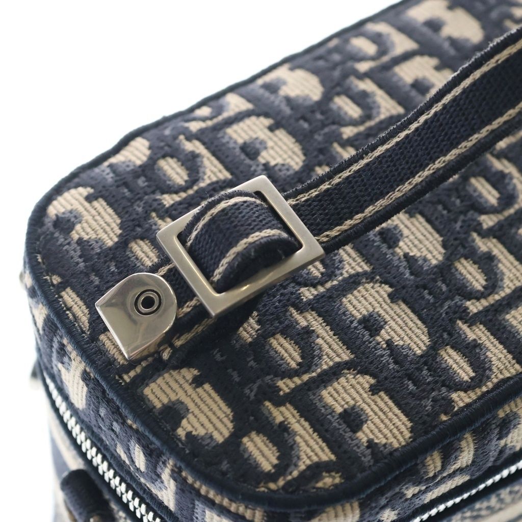 Dior Travel Vanity Mini Shoulder Bag Oblique Navy Canvas Silver — view 6