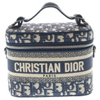 Dior Travel Vanity Mini Shoulder Bag Oblique Navy Canvas Silver