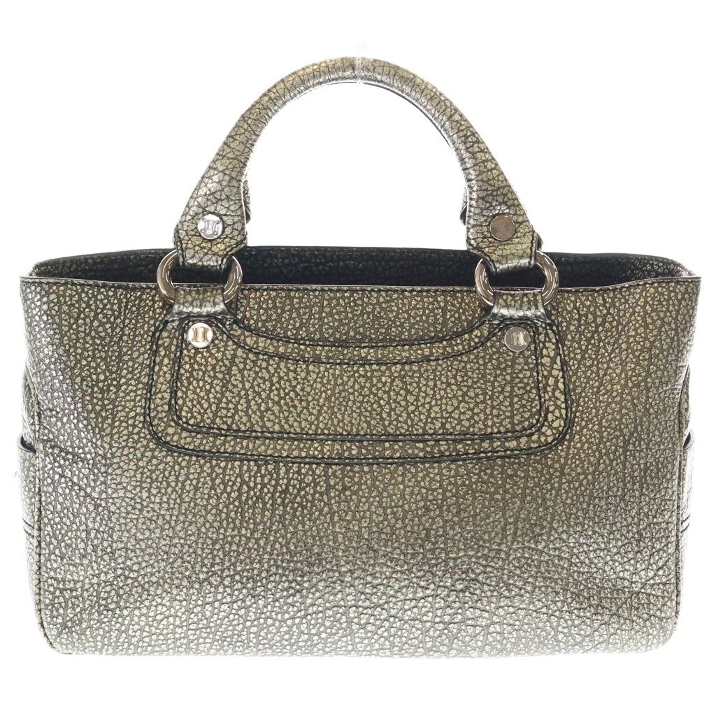 Celine Boogie Handbag Gold Leather Silver