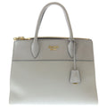 Prada Saffiano Paradigm 2-Way Shoulder Back Handbag Gray Leather Gold