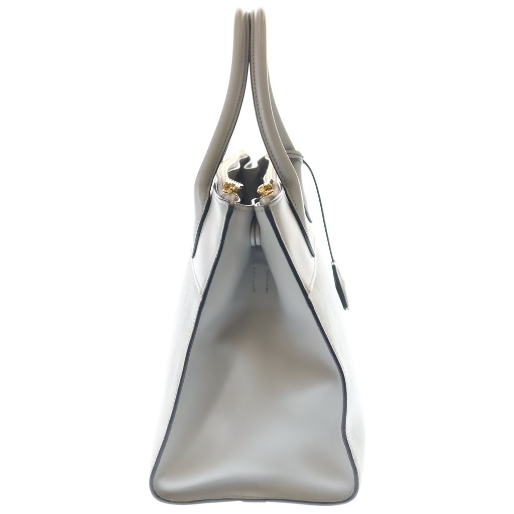 Prada Saffiano Paradigm 2-Way Shoulder Back Handbag Gray Leather Gold — view 3