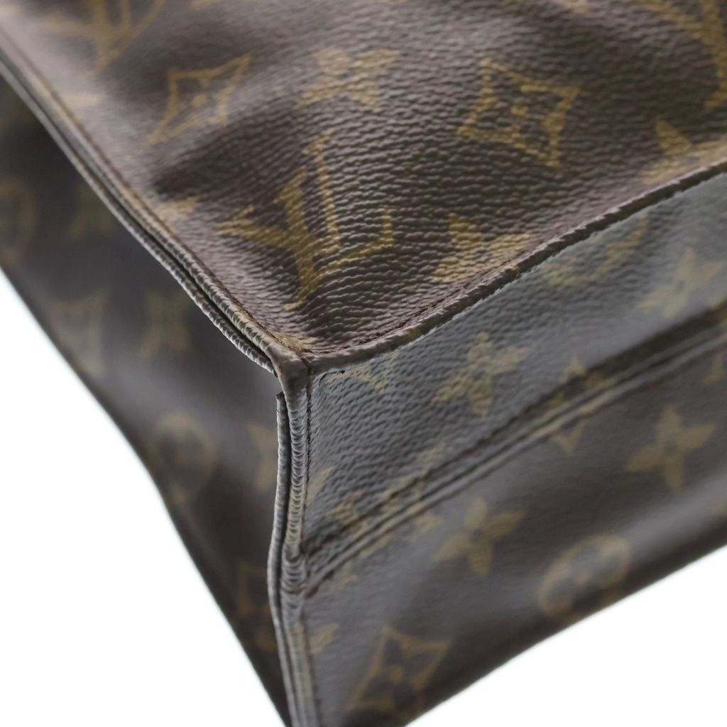 Louis Vuitton Monogram Sac Plat Tote Brown Leather Gold — view 5