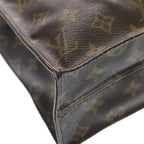 Louis Vuitton Monogram Sac Plat Tote Brown Leather Gold — view 5