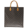Louis Vuitton Monogram Sac Plat Tote Brown Leather Gold