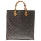 Louis Vuitton Monogram Sac Plat Tote Brown Leather Gold