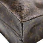 Louis Vuitton Monogram Sac Plat Tote Brown Leather Gold — view 6