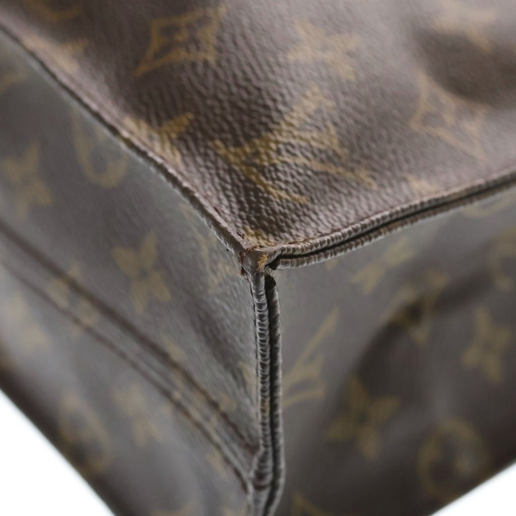 Louis Vuitton Monogram Sac Plat Tote Brown Leather Gold — view 6