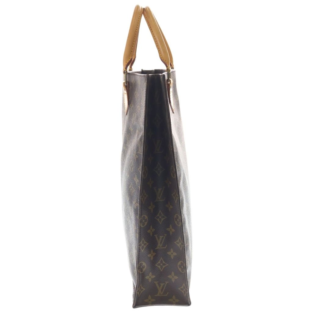 Louis Vuitton Monogram Sac Plat Tote Brown Leather Gold — view 3