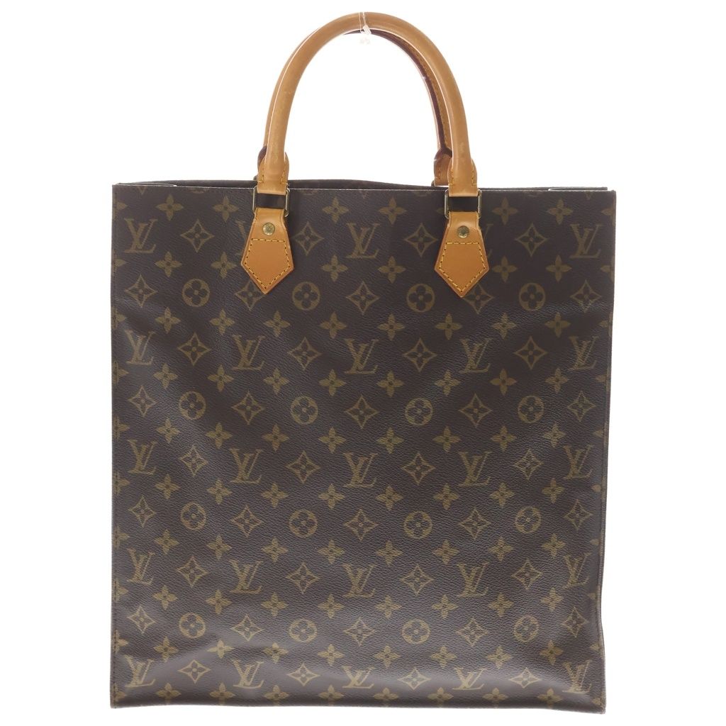 Louis Vuitton Monogram Sac Plat Tote Brown Leather Gold — view 2