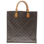Louis Vuitton Monogram Sac Plat Tote Brown Leather Gold — view 2