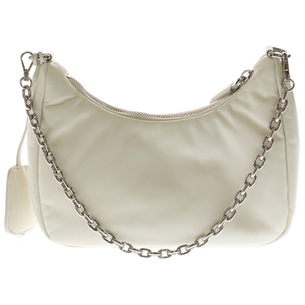Prada Re Edition Shoulder Bag White Leather Silver — view 2
