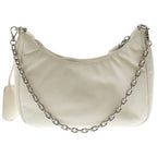 Prada Re Edition Shoulder Bag White Leather Silver — view 2