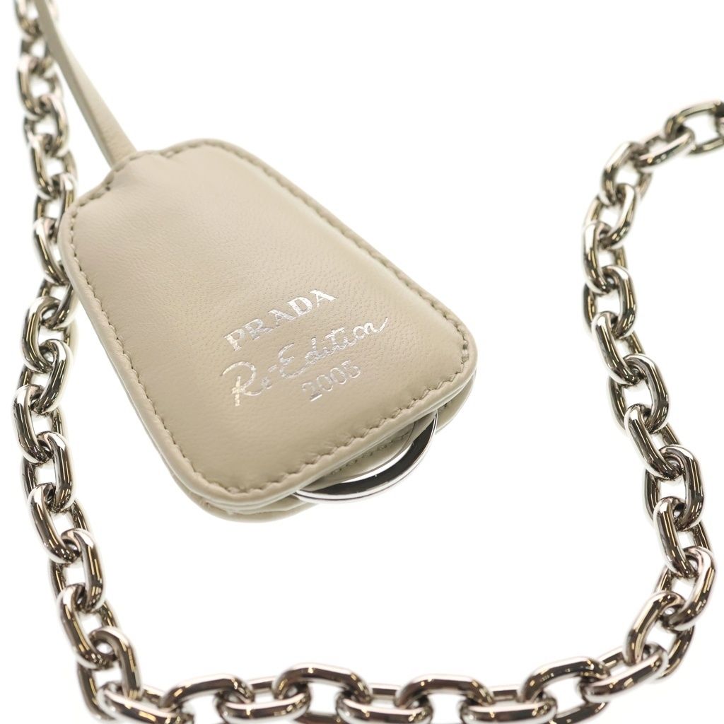 Prada Re Edition Shoulder Bag White Leather Silver — view 6
