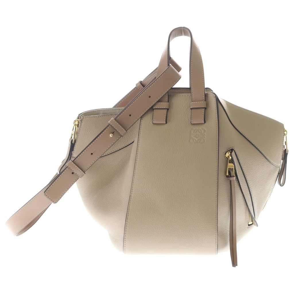 Loewe Hammock Small Shoulder Bag Beige Brown Leather Gold