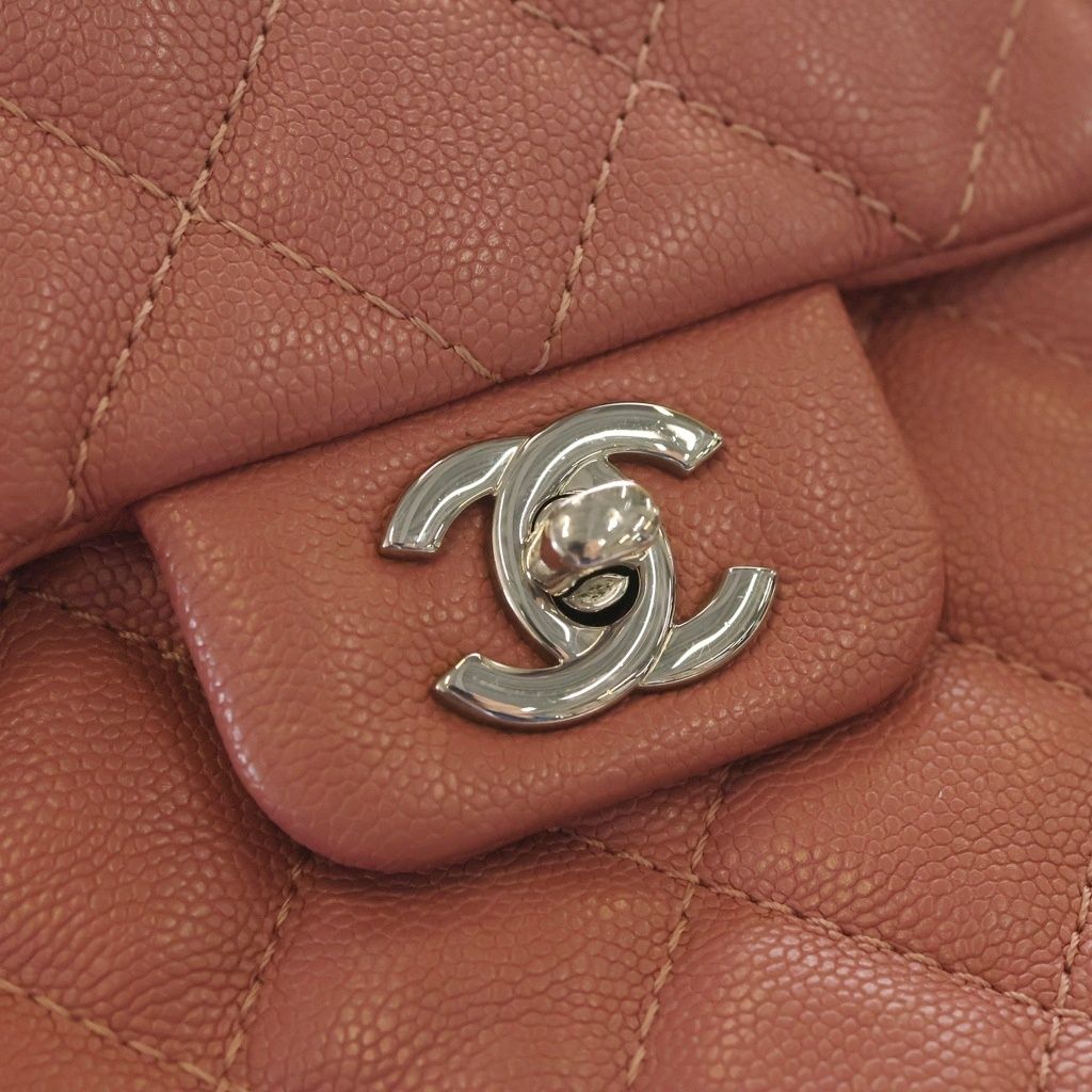 Chanel Quilted 22 Mini Caviar Leather Silver Chain Shoulder Pink — view 6