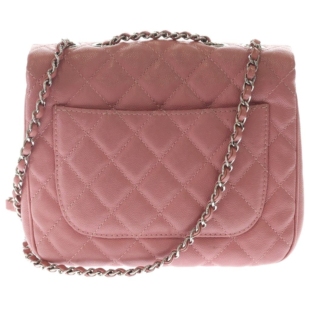 Chanel Quilted 22 Mini Caviar Leather Silver Chain Shoulder Pink — view 2