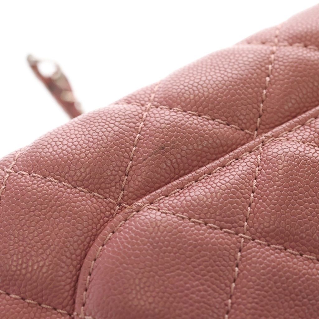 Chanel Quilted 22 Mini Caviar Leather Silver Chain Shoulder Pink — view 7