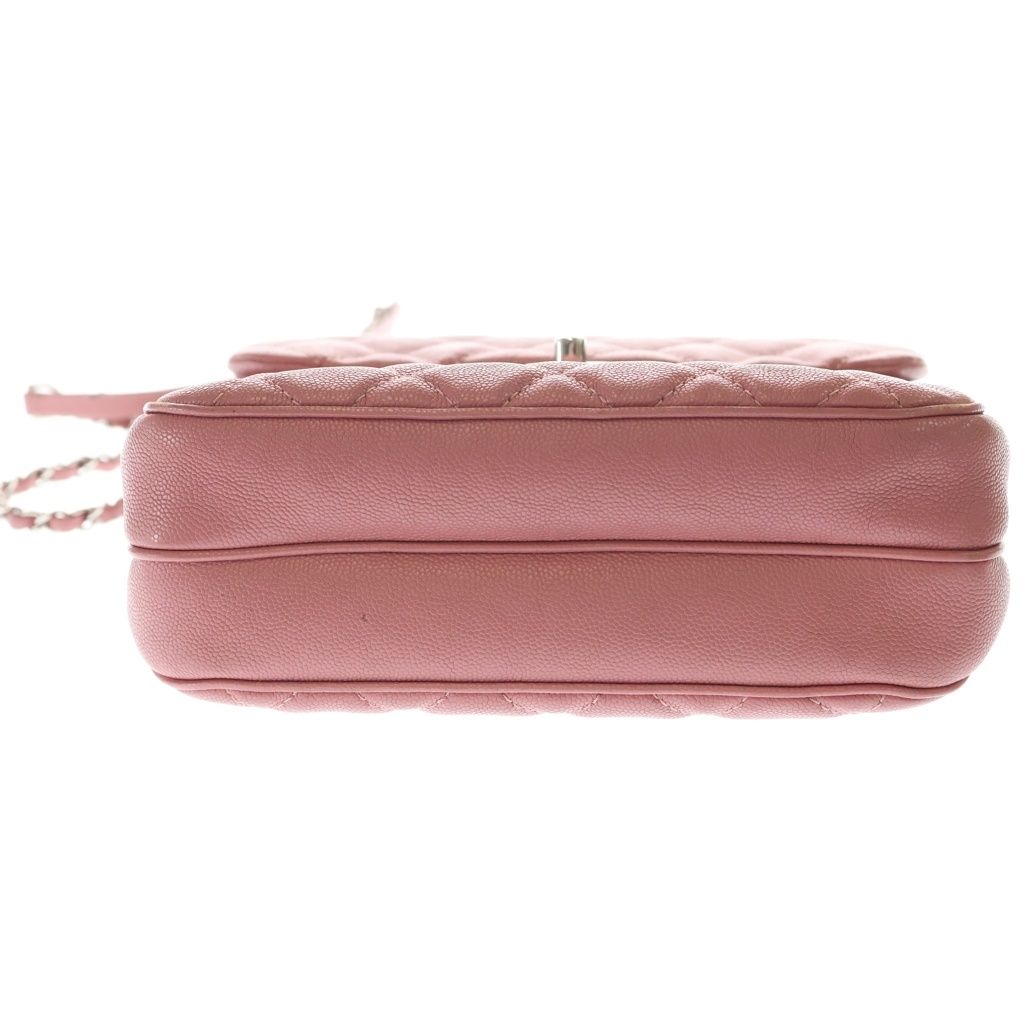 Chanel Quilted 22 Mini Caviar Leather Silver Chain Shoulder Pink — view 4