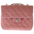 Chanel Quilted 22 Mini Caviar Leather Silver Chain Shoulder Pink