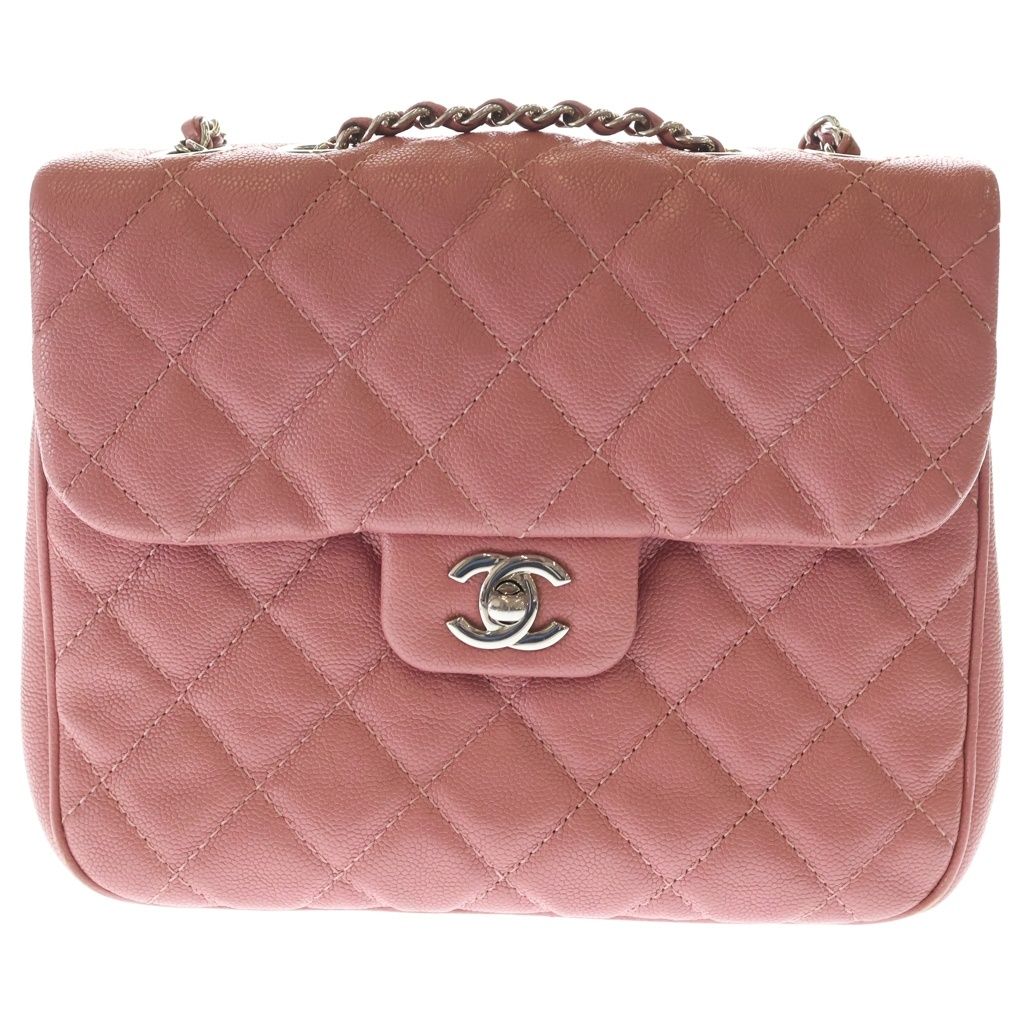 Chanel Quilted 22 Mini Caviar Leather Silver Chain Shoulder Pink