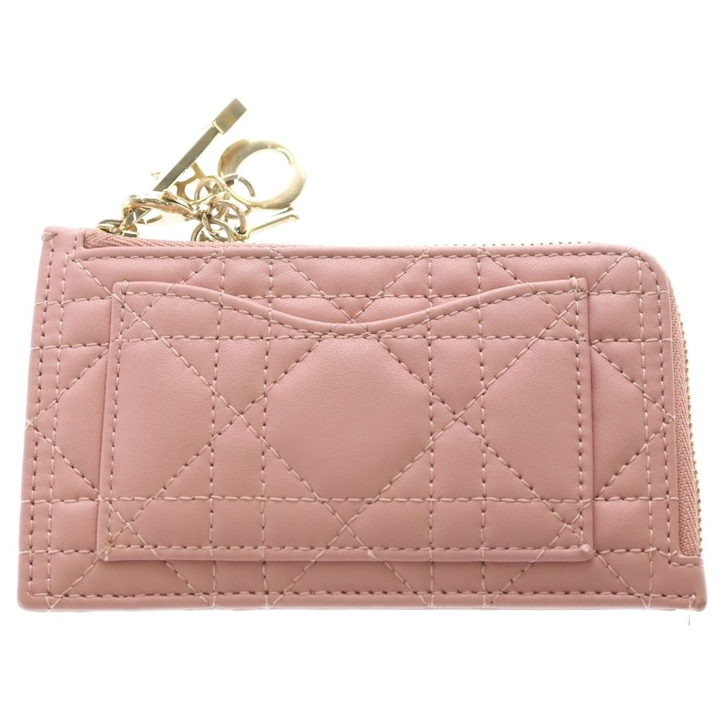 Dior Lady Cannage Fragment Card Case Leather Pink