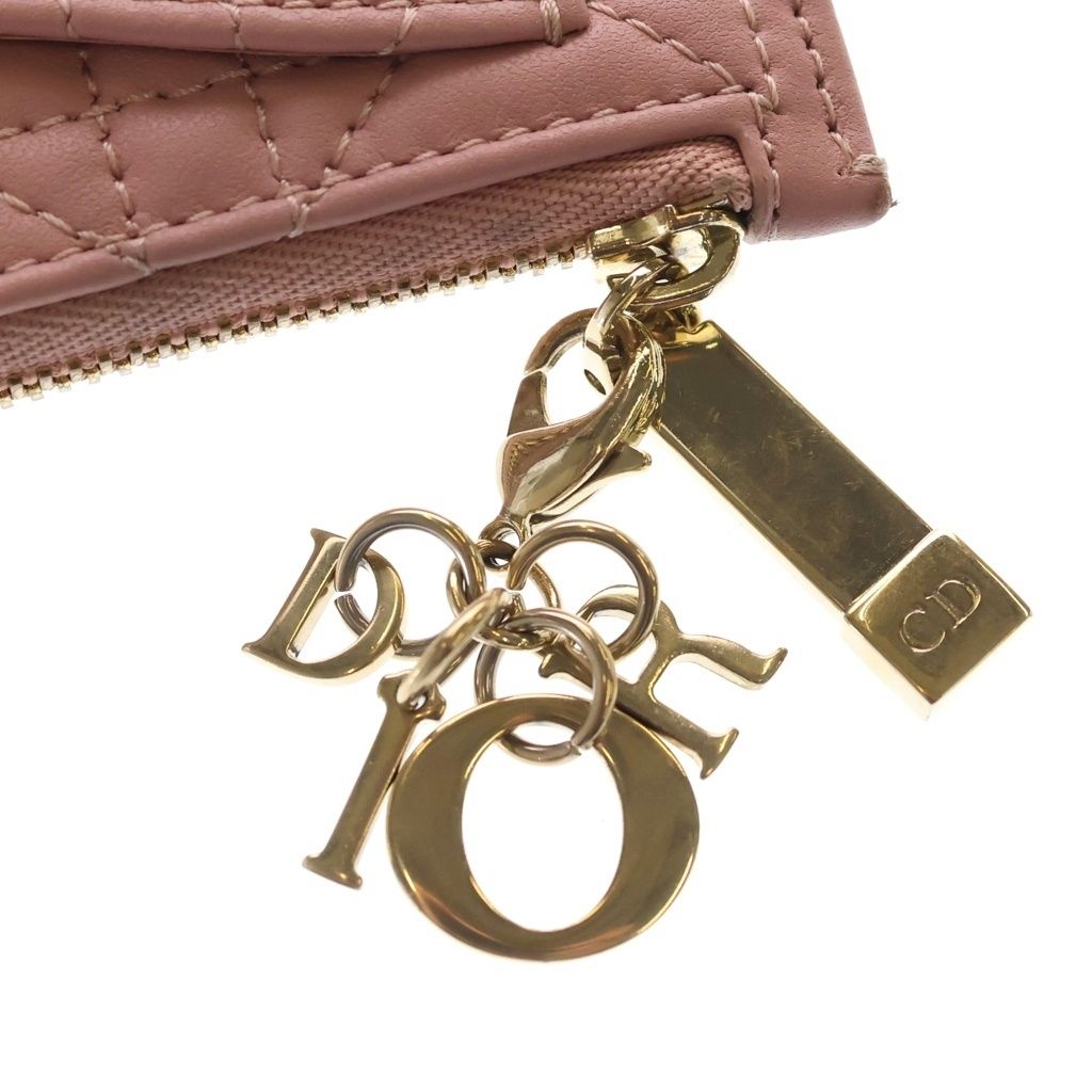 Dior Lady Cannage Fragment Card Case Leather Pink — view 5