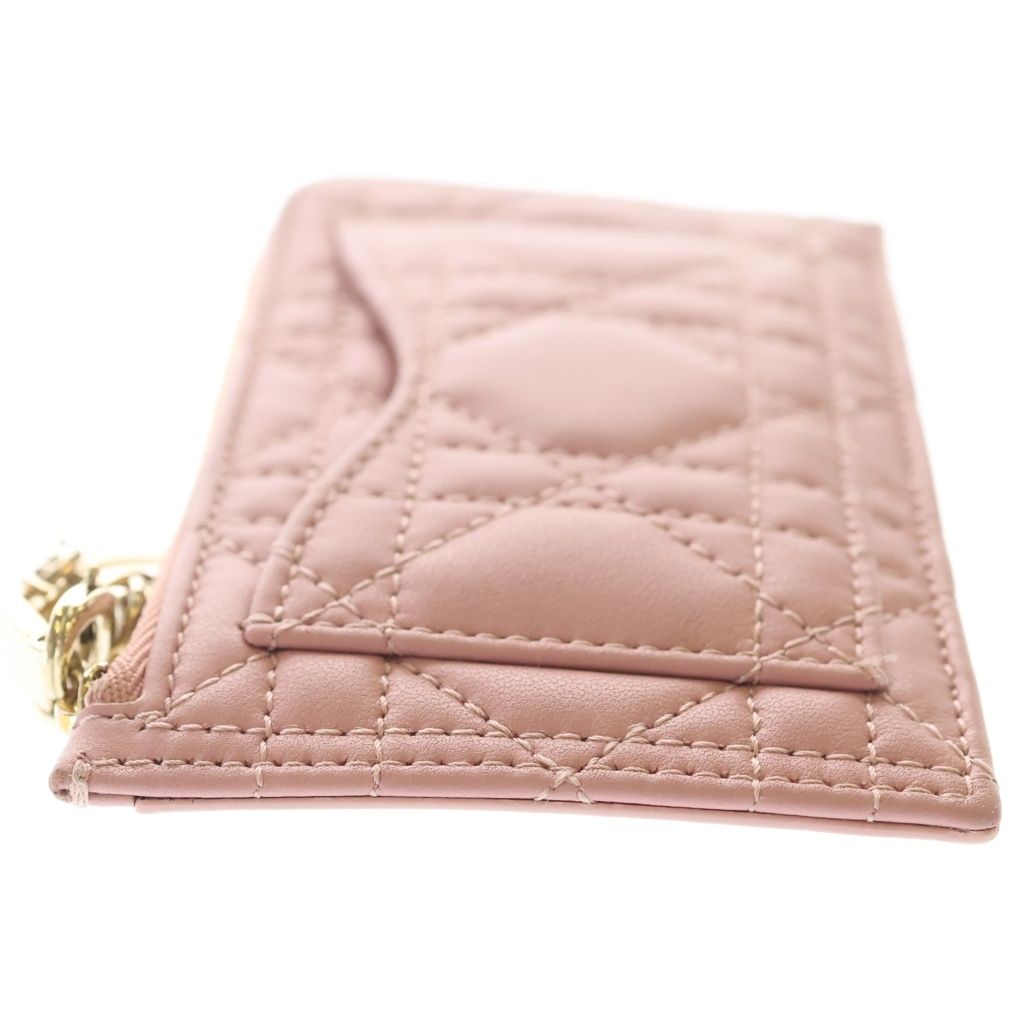 Dior Lady Cannage Fragment Card Case Leather Pink — view 3
