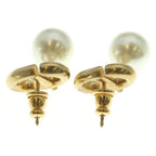 Dior CD Navy Faux Pearl Earrings Gold White — view 2