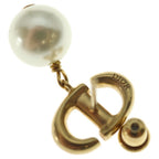 Dior CD Navy Faux Pearl Earrings Gold White — view 5