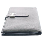 Hermes Bearn Souffle Bifold Wallet Card Case Epsom Gray Vert Angre Silver — view 3