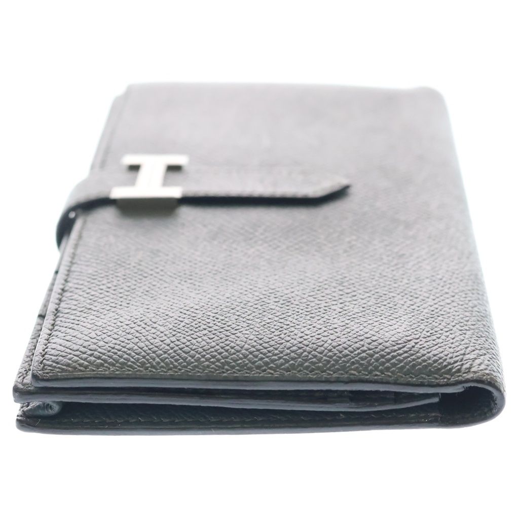 Hermes Bearn Souffle Bifold Wallet Card Case Epsom Gray Vert Angre Silver — view 3