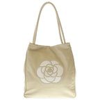 Chanel Camellia CC Logo Lambskin Leather Tote Beige — view 2