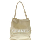 Chanel Camellia CC Logo Lambskin Leather Tote Beige