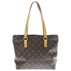 Louis Vuitton Monogram Cabas Piano Tote Brown Leather Gold