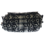 Chanel 2.55 Camellia Tweed Leather Messenger Chain Shoulder Bag Black Gray — view 4