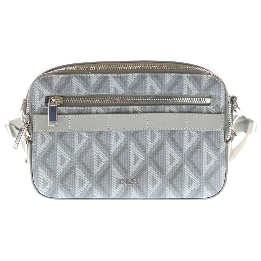 Dior CD Diamond Messenger Bag Mini Gray Leather Silver