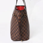 Louis Vuitton Damier Neverfull MM Tote Bag Leather Brown Gold — view 4