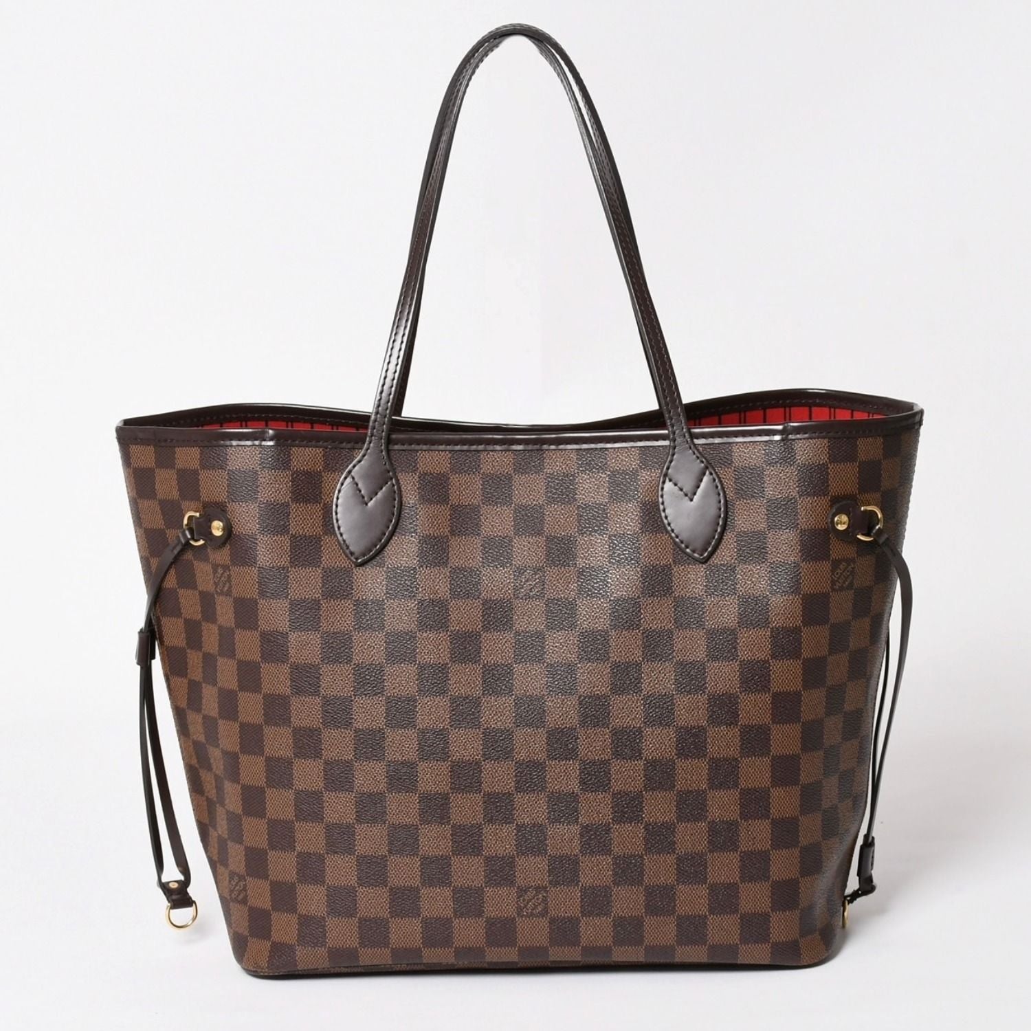 Louis Vuitton Damier Neverfull MM Tote Bag Leather Brown Gold — view 2