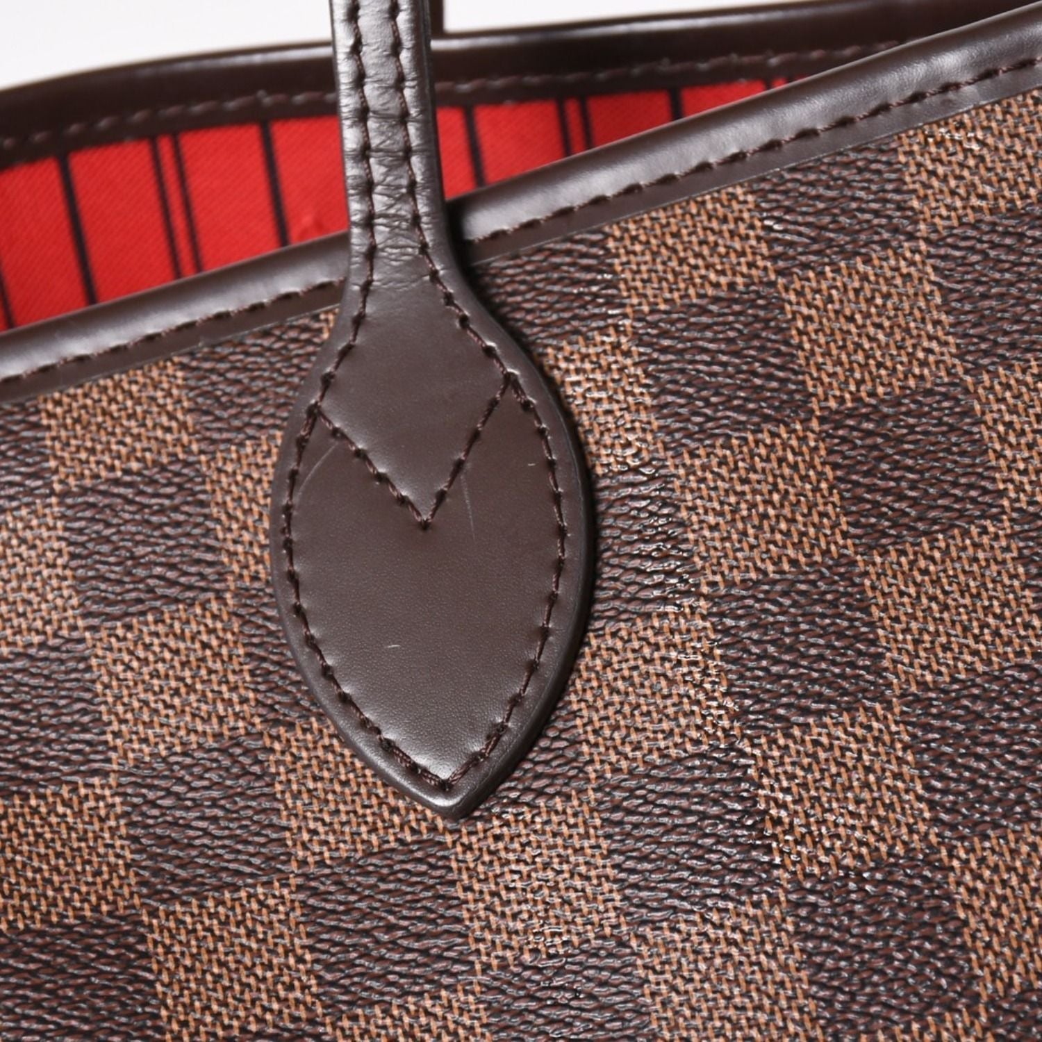 Louis Vuitton Damier Neverfull MM Tote Bag Leather Brown Gold — view 6