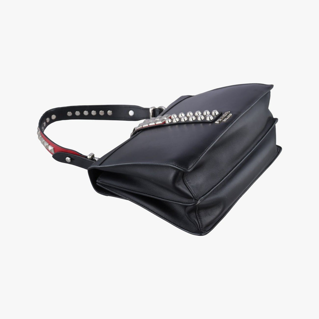 Prada Electra Studs Black Leather Saffiano 25 Messenger — view 7