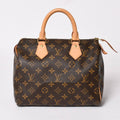 Louis Vuitton Speedy 25 Handbag Monogram Leather Brown Gold