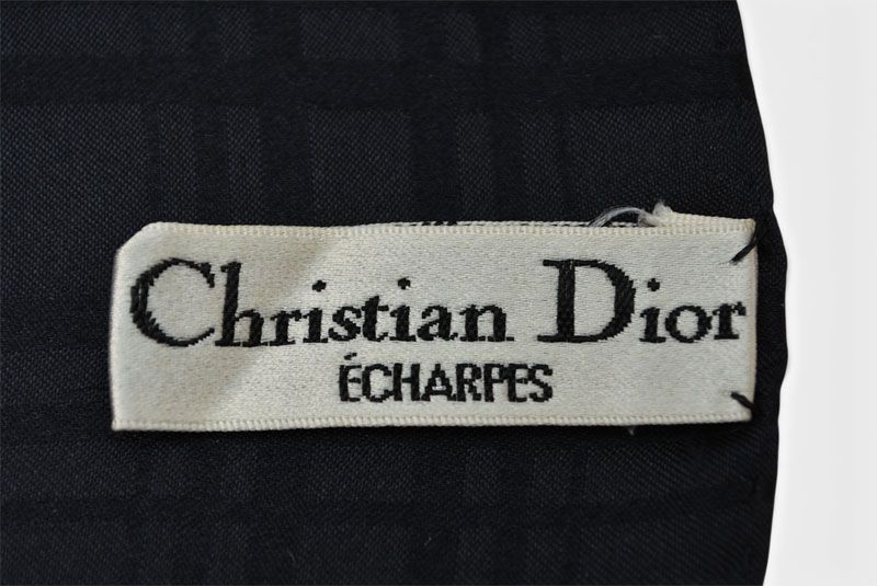 Dior Scarf Vintage CD Logo Flower Pattern Black — view 7