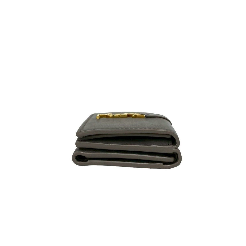 Saint Laurent Box Origami Tiny Wallet YSL Logo Leather Trifold Gray — view 5