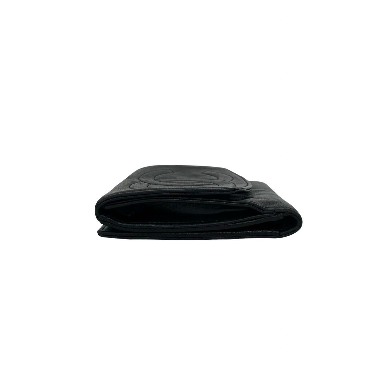 Chanel Card Seal Edition Vintage CC Logo Lambskin Leather Bifold Wallet Black — view 4